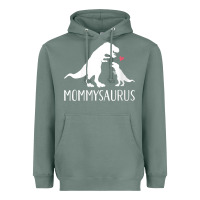 Sage womens mommysaurus mom and baby dinosaur v neck t shirt Heavyweight Hoodie - linhVisuals