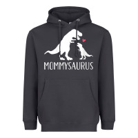 Smoke womens mommysaurus mom and baby dinosaur v neck t shirt Heavyweight Hoodie - linhVisuals