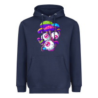 Navy psychedelic mushroom hippie magic fungus shrooms trance rave t shirt Heavyweight Hoodie - linhVisuals