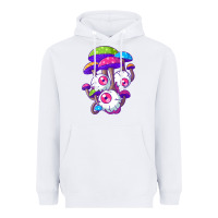 White psychedelic mushroom hippie magic fungus shrooms trance rave t shirt Heavyweight Hoodie - linhVisuals