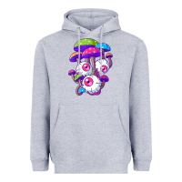 Heather Grey psychedelic mushroom hippie magic fungus shrooms trance rave t shirt Heavyweight Hoodie - linhVisuals