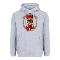 Heather Grey chicken chick king chicken wearing crown queen chicken animal 228 roos Heavyweight Hoodie - linhVisuals