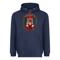 Navy chicken chick king chicken wearing crown queen chicken animal 228 roos Heavyweight Hoodie - linhVisuals