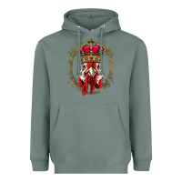 Sage chicken chick king chicken wearing crown queen chicken animal 228 roos Heavyweight Hoodie - linhVisuals