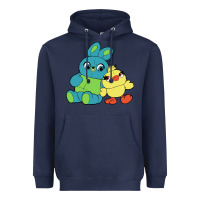 Navy bunny and ducky Heavyweight Hoodie - linhVisuals