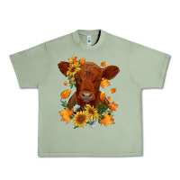 Oil Green fall red angus calf dried leaves and sunflowers Urban Heavy Tee - RanaPortraitStore