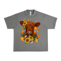 Tornado fall red angus calf dried leaves and sunflowers Urban Heavy Tee - RanaPortraitStore