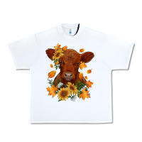 White fall red angus calf dried leaves and sunflowers Urban Heavy Tee - RanaPortraitStore