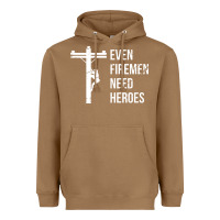Toasted Coconut even firemen need heroes lineworker powerline technician premium Heavyweight Hoodie - linhVisuals