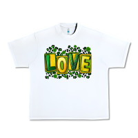 White St. Patrick's Day love Urban Heavy Tee - FaDigitalArtStudio