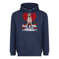 Navy pitbull lover dog roses funny just a girl who loves pitbull 213 pitbul Heavyweight Hoodie - linhVisuals