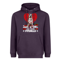 Pitbull Lover Dog Roses Funny Just A Girl Who Loves Pitbull 213 Pitbul Heavyweight Hoodie | Teevron