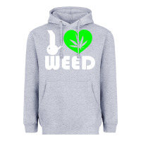 Heather Grey i love weed fun Heavyweight Hoodie - linhVisuals