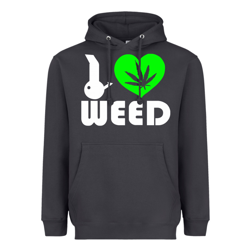 I Love Weed Fun Heavyweight Hoodie by linhVisuals | Teevron