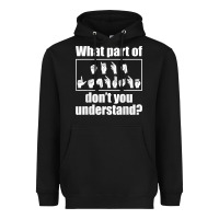 Black funny sign language gift men women hand symbol interpreter t shirt Heavyweight Hoodie - linhVisuals