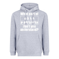 Heather Grey funny sign language gift men women hand symbol interpreter t shirt Heavyweight Hoodie - linhVisuals
