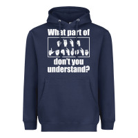 Navy funny sign language gift men women hand symbol interpreter t shirt Heavyweight Hoodie - linhVisuals