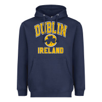 Womens Dublin Ireland Varsity Style Shamrock Green With Amber Print V Heavyweight Hoodie | Teevron
