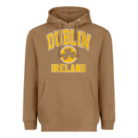 Toasted Coconut womens dublin ireland varsity style shamrock green with amber print v Heavyweight Hoodie - linhVisuals