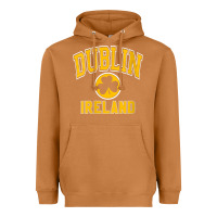Meerkat womens dublin ireland varsity style shamrock green with amber print v Heavyweight Hoodie - linhVisuals