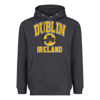 Smoke womens dublin ireland varsity style shamrock green with amber print v Heavyweight Hoodie - linhVisuals