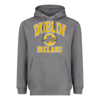 Storm womens dublin ireland varsity style shamrock green with amber print v Heavyweight Hoodie - linhVisuals