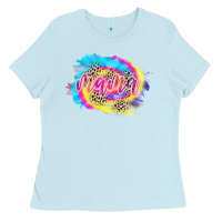 Baby Blue Mama Tie dye Leopard Ladies Tee - CowCowDesign
