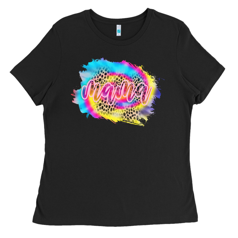 Mama Tie Dye Leopard Ladies Tee by CowCowDesign | Teevron