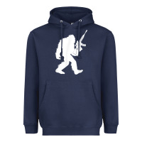 Navy bigfoot with rifle sasquatch 2nd amendment gun t shirt Heavyweight Hoodie - linhVisuals