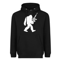 Black bigfoot with rifle sasquatch 2nd amendment gun t shirt Heavyweight Hoodie - linhVisuals