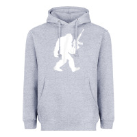 Heather Grey bigfoot with rifle sasquatch 2nd amendment gun t shirt Heavyweight Hoodie - linhVisuals