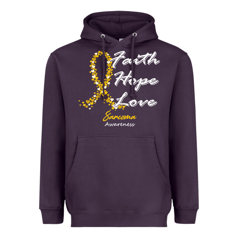Sarcoma Awareness T  Shirt Sarcoma Awareness Faith Hope Love   In This Heavyweight Hoodie by linhVisuals | Teevron