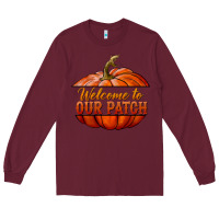 Burgundy welcome to our patch Long Sleeve Tee - BundleAndBundleShop