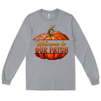 Heather Grey welcome to our patch Long Sleeve Tee - BundleAndBundleShop