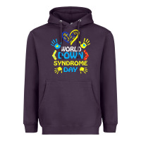 Plum world down syndrome day t shirt support and awareness 3.21 t shirt Heavyweight Hoodie - linhVisuals