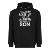 Black you can't scare me i have four daughters and a son funny dad t shirt Heavyweight Hoodie - linhVisuals