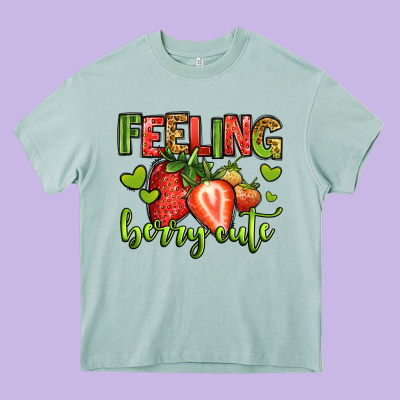 Feeling Berry Cute Strawberry Heavy Core Tee Designed By Jasminsmagicworld