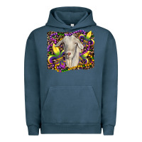 Pigment Midnight Navy mardi gras goat fleur de lis Urban Hoodie - RanaPortraitStore
