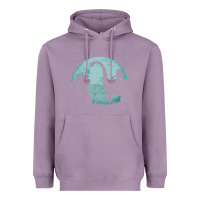 Lavender bigfoot riding loch ness monster sasquatch ufo abduction pullover hood Heavyweight Hoodie - linhVisuals