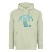 Matcha bigfoot riding loch ness monster sasquatch ufo abduction pullover hood Heavyweight Hoodie - linhVisuals