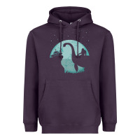 Plum bigfoot riding loch ness monster sasquatch ufo abduction pullover hood Heavyweight Hoodie - linhVisuals