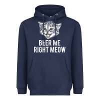 Navy beer me right meow Heavyweight Hoodie - linhVisuals