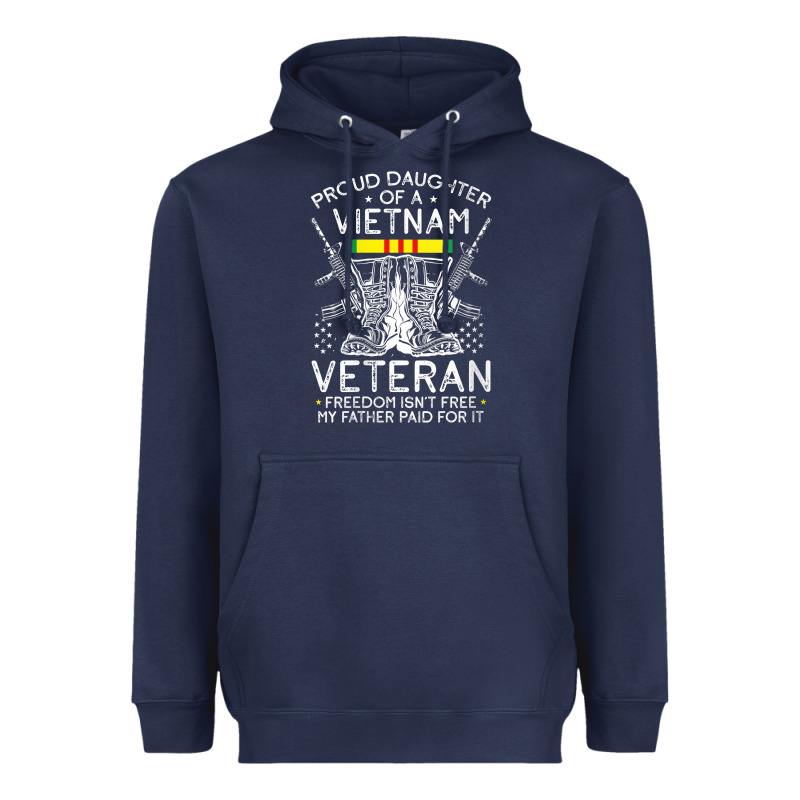 Womens Proud Daughter Of A Vietnam Veteran Freedom Isn't Free V Neck T Heavyweight Hoodie by linhVisuals | Teevron