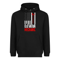 Black elevator mechanic american flag gift for elevator technician t shirt Heavyweight Hoodie - linhVisuals