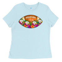 Baby Blue American Football Floral Ladies Tee - CowCowDesign