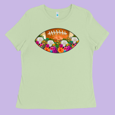 American Football Floral Ladies Tee Designed By Cowcowdesign