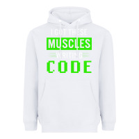 White funny programmer writing code muscles meme for computer geek Heavyweight Hoodie - linhVisuals