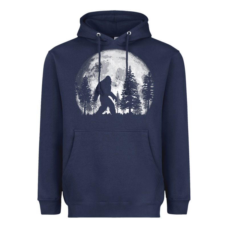Bigfoot In The Forest Hiding At Night Full Moon Trees Nature T Shirt Heavyweight Hoodie by linhVisuals | Teevron
