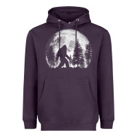 Plum bigfoot in the forest hiding at night full moon trees nature t shirt Heavyweight Hoodie - linhVisuals