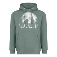 Sage bigfoot in the forest hiding at night full moon trees nature t shirt Heavyweight Hoodie - linhVisuals